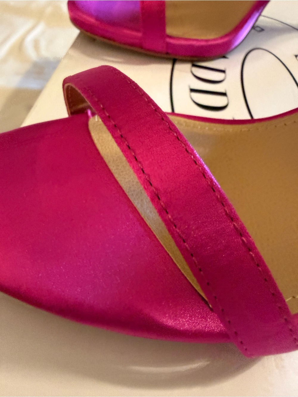 Steve Madden Women's Hot Pink Satin Strappy Block Heels - Picture 4 of 5